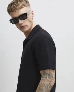 Black Regular Fit Lightweight Polo T-shirt