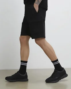 Black Regular Fit Longer Length Cargo Shorts
