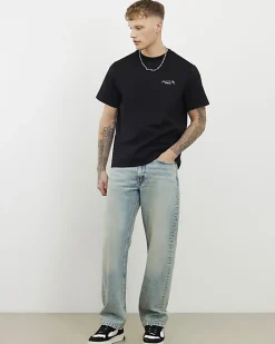Black Regular FIt Membership Floral T-Shirt
