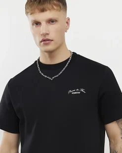 Black Regular FIt Membership Floral T-Shirt
