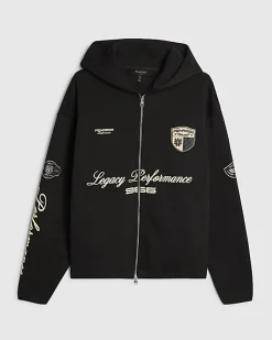 Black Regular Fit Penrose Zip Through Hoodie