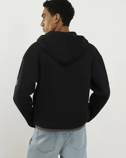Black Regular Fit Penrose Zip Through Hoodie