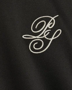 Black Regular Fit Script Zip Through Jacket