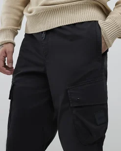 Black Regular Fit Stretch Cargo Trousers