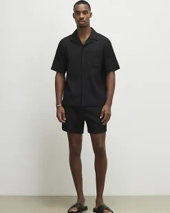 Black Regular Fit Textured Shorts