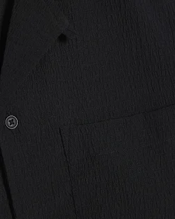 Black Regular Fit Textured Shirt & Short Set