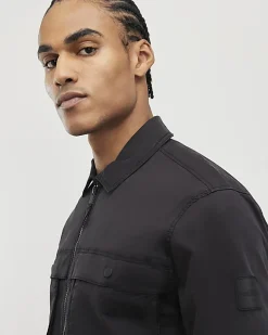 Black Regular Fit Utility Zipped Overshirt