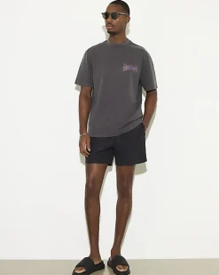 Black Regular Length Colour Block Swim Shorts