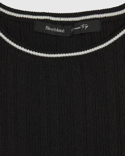 Black Ribbed Tipped Knitted Vest Top
