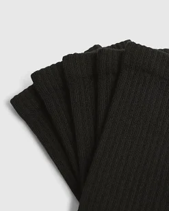 Black Ribbed Tube Pack Of 5 Socks