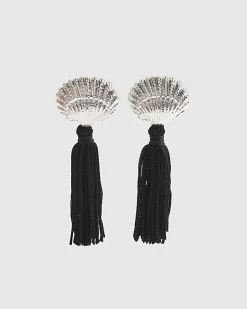 Black Shell Tassel Earrings