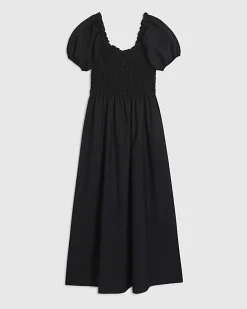 Black Shirred Midi dress