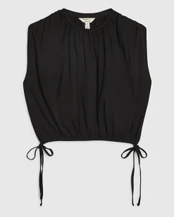 Black Short Sleeve Bubble Hem T-Shirt