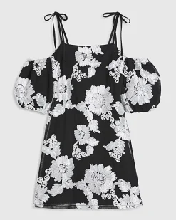 Black Short Sleeve Cornelli Mini Dress