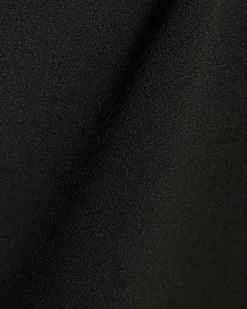 Black Short Sleeve Lace Trim Asymmetric Top