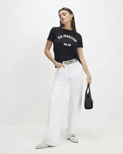 Black Short Sleeve Via Manzoni T-shirt