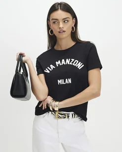 Black Short Sleeve Via Manzoni T-shirt
