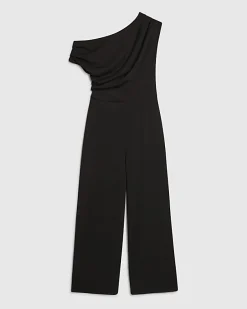 Black Sleeveless Asymmetric Drape Jumpsuit