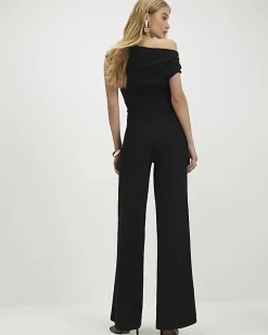 Black Sleeveless Asymmetric Drape Jumpsuit
