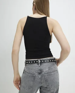 Black Sleeveless Cotton Tank Top