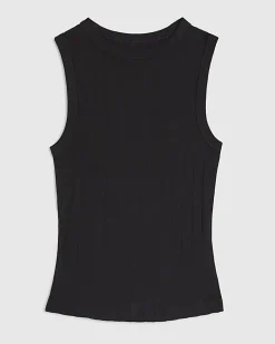 Black Sleeveless Wide Ribbed Tank Top