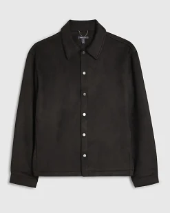 Black Slim Fit Faux Suedette Overshirt