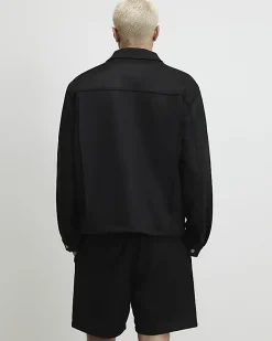 Black Slim Fit Faux Suedette Overshirt