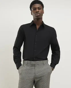 Black Slim Fit Long Sleeve Shirt