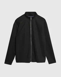 Black Slim Fit Pique Zip Funnel Sweatshirt