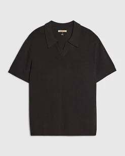 Black Slim Fit Premium Textured Knit Polo