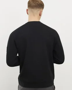 Black Slim Fit Waffle Pocket Sweatshirt