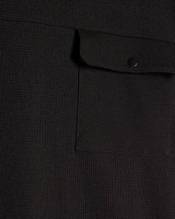 Black Slim Fit Waffle Pocket Sweatshirt
