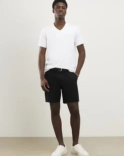 Black Slim Stretch Chino Short with Belt