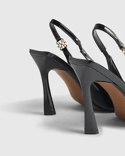 Black Slingback Logo Court Heels