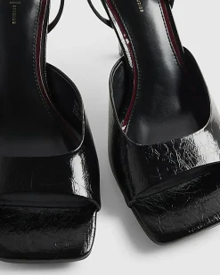 Black Square Toe Heeled Sandals