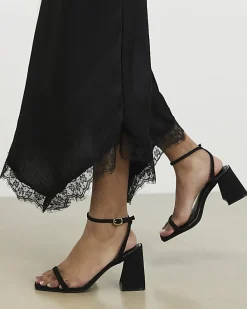 Black Strappy Block Heel Sandals