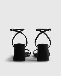 Black Strappy Block Heel Sandals