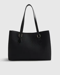 Black Stripe Monogram Shopper Bag