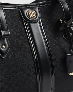 Black Stripe Monogram Shopper Bag