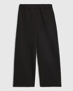 Black Studded Wide Leg Joggers