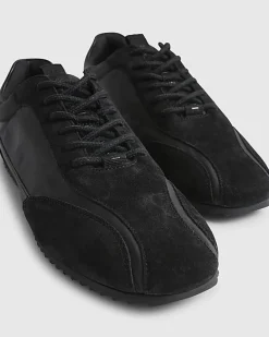 Black Suede Slim Trainers