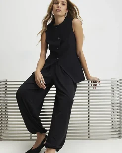 Black Tailored Longline Waistcoat