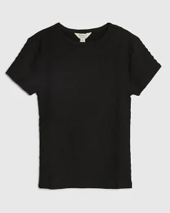 Black Textured Fitted T-Shirt