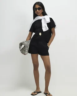 Black T-Shirt and Shorts Set