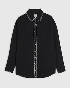 Black Whipstitch Beach Shirt