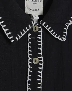 Black Whipstitch Beach Shirt