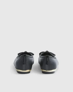 Black Wide Fit Bow Flat Ballet Pumps