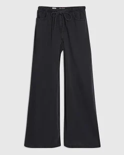 Black Wide Leg Pyjama Style Drawstring Jeans