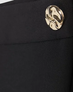Black Wrap Button Detail Skort