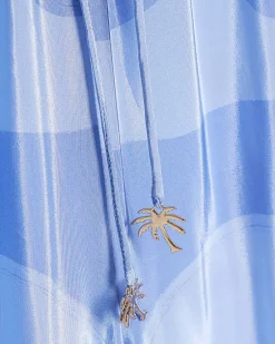 Blue Abstract Palm Print Trousers